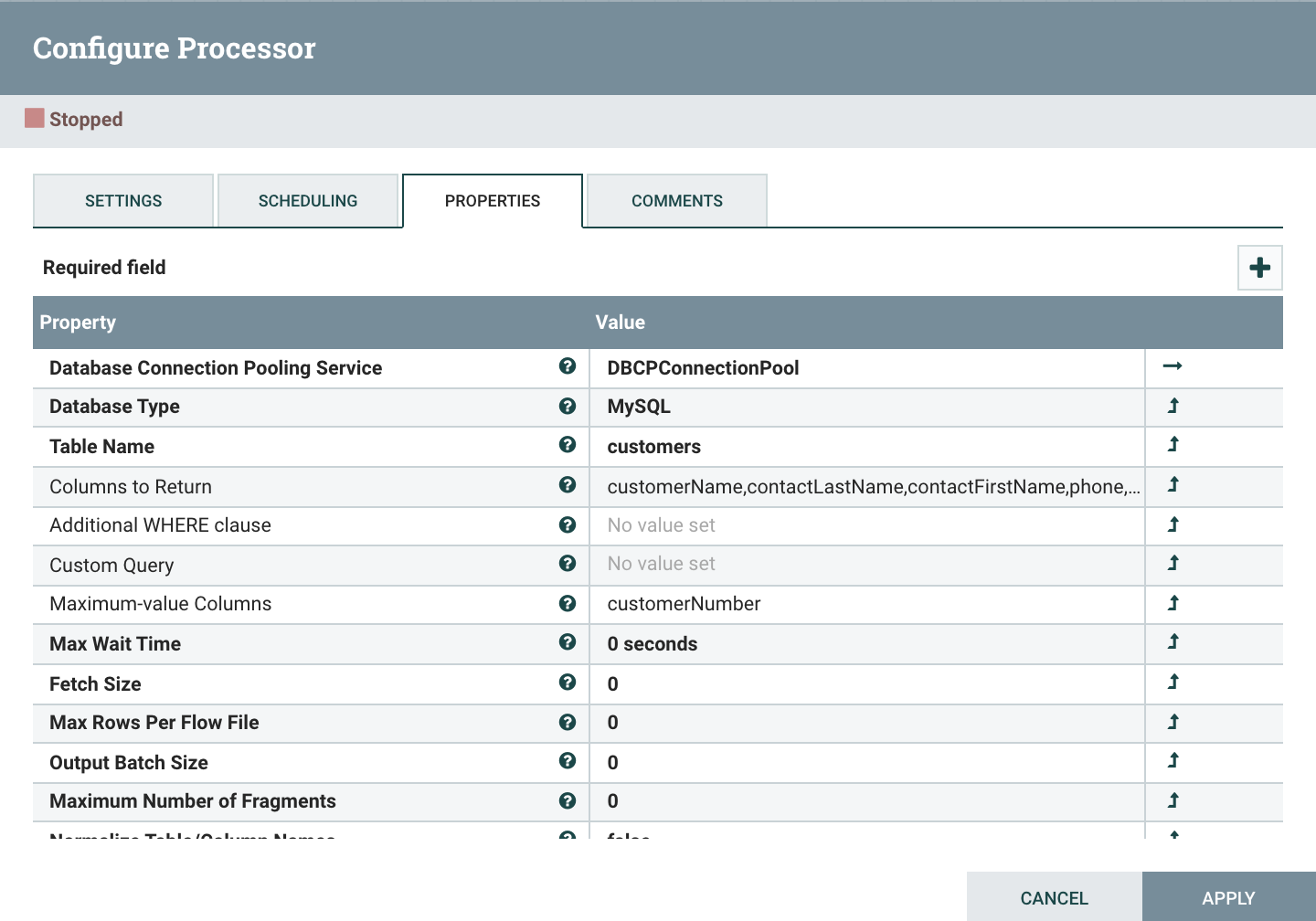 QueryDatabaseTable